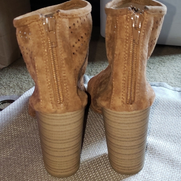 New York & Company Brown Peep Toe Booties with Block Heel - Picture 3 of 6